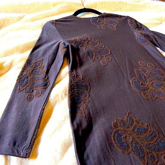 Francesca Caretti wool-blend long dress with beautiful appliqués. Size 10. - Picture 5 of 8